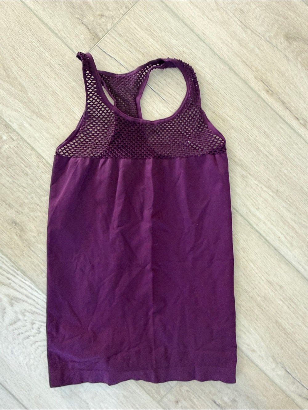 Women’s Purple Mesh Yoke Tank Top